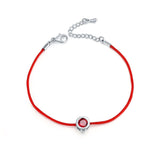 Fashion Thin Red Cord Thread String Rope Chain with CZ Diamond Sliver Plated Bracelet 16+5cm Length for Female Jewelry
