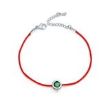 Fashion Thin Red Cord Thread String Rope Chain with CZ Diamond Sliver Plated Bracelet 16+5cm Length for Female Jewelry