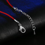 Fashion Thin Red Cord Thread String Rope Chain with CZ Diamond Sliver Plated Bracelet 16+5cm Length for Female Jewelry