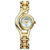 Fashion Unique Design Quartz Watch Women Luxury Gold Plating Bracelet Bling Brass Dial Analog Display Dress Rhinestone Watches