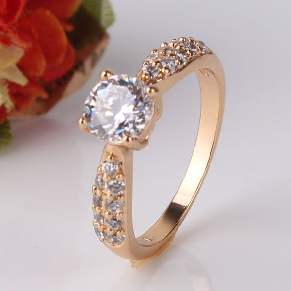 Fashion Wedding Elegant 18K Gold Plated Rings Jewelry AAA Cubic Zirconia Rings For Women