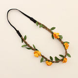 Fashion Women Bride Flower Headband Bohemian Style Rose Flower Crown Hairband Ladies Elastic Beach Hair Accessories 6pcs/lot