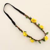 Fashion Women Bride Flower Headband Bohemian Style Rose Flower Crown Hairband Ladies Elastic Beach Hair Accessories 6pcs/lot