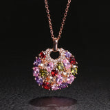 Fashion Women Genuine AAA Cubic Zirconia Stone Wedding Necklace Real Rose Gold Plated Jewelry Accessories for Women Party