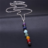 Fashion Yoga Pendant Necklaces Simple Colorful Beads Necklace Long Natural Stone Chain For Women