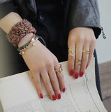 Fashion accessories jewelry New punk cuff finger ring set gift for women girl