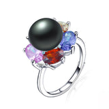 Fashion colorful AAA CZ 925 sterling silver ring for women new arrival natural 10-10.5mm freshwater pearl jewelry 