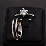 Fashion jewelry New 18k white gold filled CZ zircon finger ring set wedding gift for women ladies 