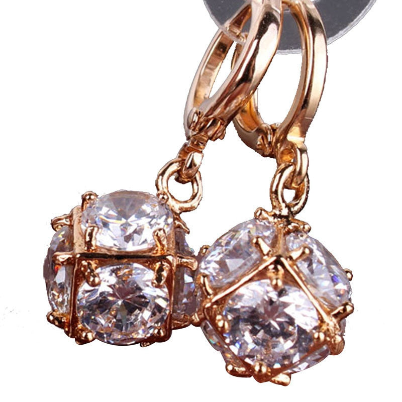 Fashion 18K Gold Plated Drop Earrings for Women Long Dangle Earing Crystal CZ Zircon Statement Wedding Ball Jewelry
