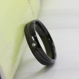 Fashion AAA+ CZ Wedding Rings For Women Black Stainless Steel Men Ring o Classic Party Jewelry