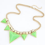 Fashion Bohemia Style Womens Unique Jewelry Triangle Gems Bib Necklace & Pendants Chain