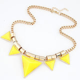 Fashion Bohemia Style Womens Unique Jewelry Triangle Gems Bib Necklace & Pendants Chain
