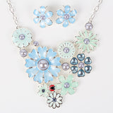 Fashion Brand Jewelry Sets Silver Plated 4Colors Woman's Necklace Set Spring Design High Quality Party Gifts