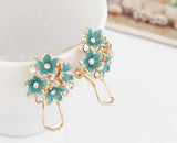 Fashion Earrings for Women Rhinestone Crystal Boucle d'oreille Enamel Flower Clip Earrings Bijoux ear pendientes brincos