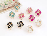 Fashion Earrings for Women Rhinestone Crystal Boucle d'oreille Enamel Flower Clip Earrings Bijoux ear pendientes brincos