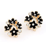 Fashion Earrings for Women Rhinestone Crystal Boucle d'oreille Enamel Flower Clip Earrings Bijoux ear pendientes brincos