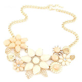 Fashion Elegant Women Pink Flower gold necklace Jewelry Choker Bib Statement Collar Chain Pendant Necklace