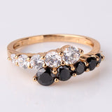 Fashion Engagement Rings for women 18K Gold Plated Mid Ring Black White Crystal Zirconia CZ Band Ring Wedding Rings Jewelry 