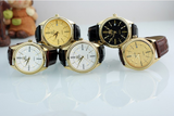 Fashion Gold Quartz Watch Men Military Leather Strap Watches Luxury Brand Casual Relogio Masculino Wristwatches Brown