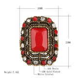 Fashion Green Ring Tibet Alloy Plating Gold Mosaic Resin Crystal Bijoux Femme Rings For Women
