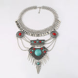 Fashion Gypsy Vintage Choker Bohemian Necklace Big Gem Statement Necklaces & Pendants Collier Femme Collares Maxi Necklace