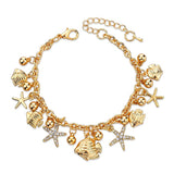 Fashion Heart Beetle Charm Bracelets Bangles For Women Real Gold Plated Bracelet Austrian Crystal Chain Pulseras
