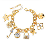Fashion Heart Beetle Charm Bracelets Bangles For Women Real Gold Plated Bracelet Austrian Crystal Chain Pulseras