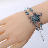 Fashion Hot Sale Vintage Retro Style Crystal Bangle Jewelry Tortoise Women Chain Bracelet Tibetan Silver