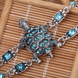 Fashion Hot Sale Vintage Retro Style Crystal Bangle Jewelry Tortoise Women Chain Bracelet Tibetan Silver