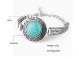 Fashion Hot Sales Vintage Jewelry Bracelelt Carved Tibetan Silver Round Turquoise Chain Bracelets Women pulsera Accessory