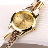 Fashion Hot Sell New Woven Leopard Geneva Bracelet Wristwatch Women Dress Watches Women Luxury Brand Quartz Watch