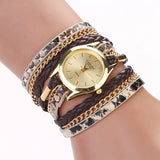 Fashion Hot Sell New Woven Leopard Geneva Bracelet Wristwatch Women Dress Watches Women Luxury Brand Quartz Watch