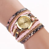 Fashion Hot Sell New Woven Leopard Geneva Bracelet Wristwatch Women Dress Watches Women Luxury Brand Quartz Watch