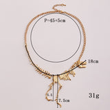 Fashion Jewelry Gothic Tyrannosaurus Rex Skeleton Dinosaur Pendant Necklace Gold Silver Chain Choker Necklace For Women