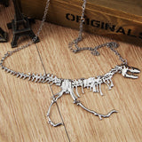 Fashion Jewelry Gothic Tyrannosaurus Rex Skeleton Dinosaur Pendant Necklace Gold Silver Chain Choker Necklace For Women