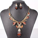 Fashion Jewelry Sets Antique GoldSilver Plated Flower Design RedBrown Color High Quality Party Gifts
