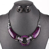 Fashion Jewelry Sets Gunmetal Plated Unique Design RedGrayPurpld Color High Quality Party Gifts