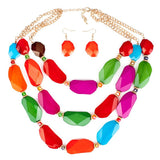 Fashion Jewelry Sets Woman's Necklace Earring Set Multicolor Resin Beads Handmade Necklace Big Necklace Sets