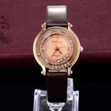 Fashion Leather Strap watch Women rhinestone watches Women Luxury quartz watch relogio feminino Female atmos clock