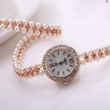 Fashion New Arrive Fashion Casual Luxury Steel Pearl Bracelet Wristwatch Watch Women Ladies Casual Montre Watch