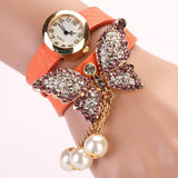 Fashion New Fashion Casual Leather Luxury Butterfly Wristwatch Bracelet Watch Dress Women Watches Ladies Watch