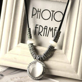 Fashion Opal Necklace Pendant for Women Vintage Collier Choker Leather Necklace Jewelry Bijoux Colar 