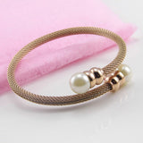 Fashion Pearl Jewelry Cuff Bracelet Stainless Steel Net Chain Bracelet For Women Classic Bracelets & Bangles Pulseiras