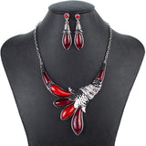 Fashion Red Jewelry Sets Woman's Necklace Earring Set Wedding Jewelry Sets New High Quality Peacock Design