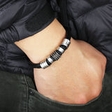 Fashion Rope China Men Bracelet Stainless Steel Genuine Leather For Men Bracelet Men Jewelry