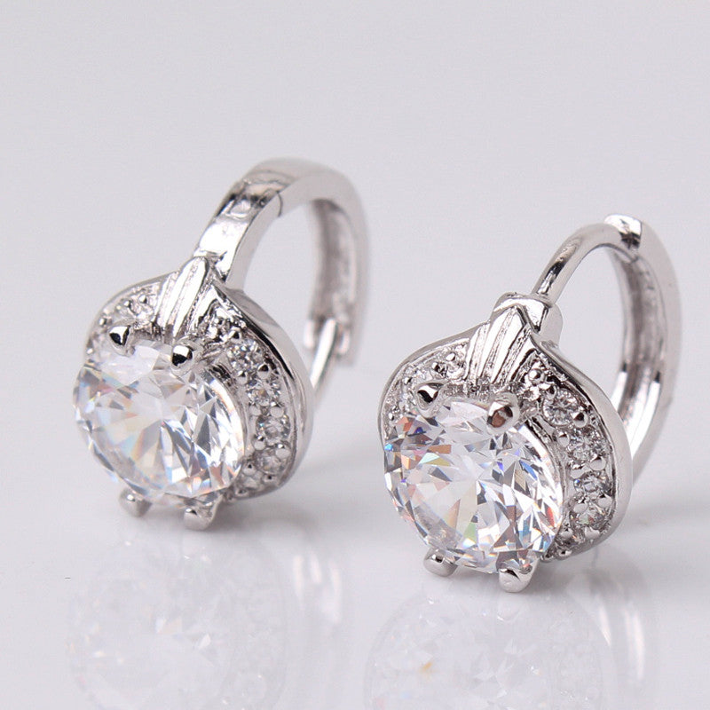 Fashion Round Earrings Jewelry for Women 18K Gold Platinum Plated Hoop Earrings White Crystal Zirconia Hoop Earrings