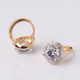 Fashion Round Earrings Jewelry for Women 18K Gold Platinum Plated Hoop Earrings White Crystal Zirconia Hoop Earrings