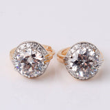 Fashion Round Earrings Jewelry for Women 18K Gold Platinum Plated Hoop Earrings White Crystal Zirconia Hoop Earrings 
