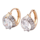Fashion Round Earrings Jewelry for Women 18K Gold Platinum Plated Hoop Earrings White Crystal Zirconia Hoop Earrings
