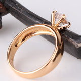 Fashion Statements Rings for Women 18K Gold Plated Round White Austrian Crystal Rings Zircon CZ Band Engagement Ring